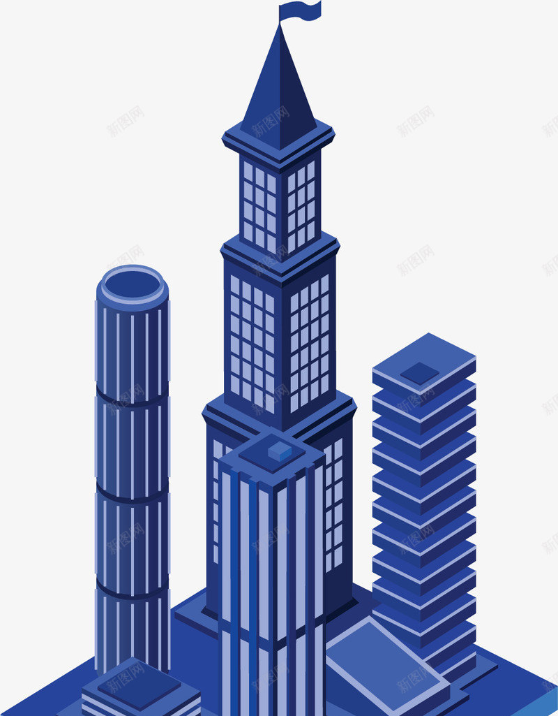 蓝色立体大楼模型矢量图ai免抠素材_88icon https://88icon.com 大楼 大楼模型 建筑模型 矢量png 立体大楼 蓝色大楼 矢量图