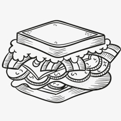 卡通手绘方形汉堡素材