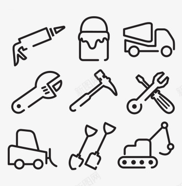 极简简线条手绘创意电商汽车修理厂免图标图标