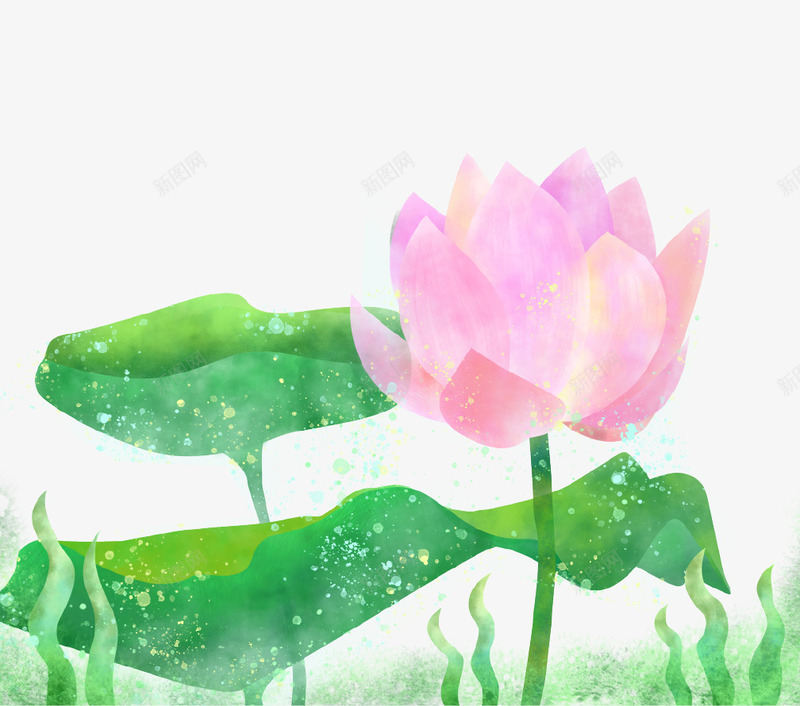 简约小清新文艺荷花插画psd免抠素材_88icon https://88icon.com 唯美 夏季 小清新 插画 简约 绿色 节气 荷花