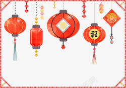 手绘中国风灯笼装饰图素材