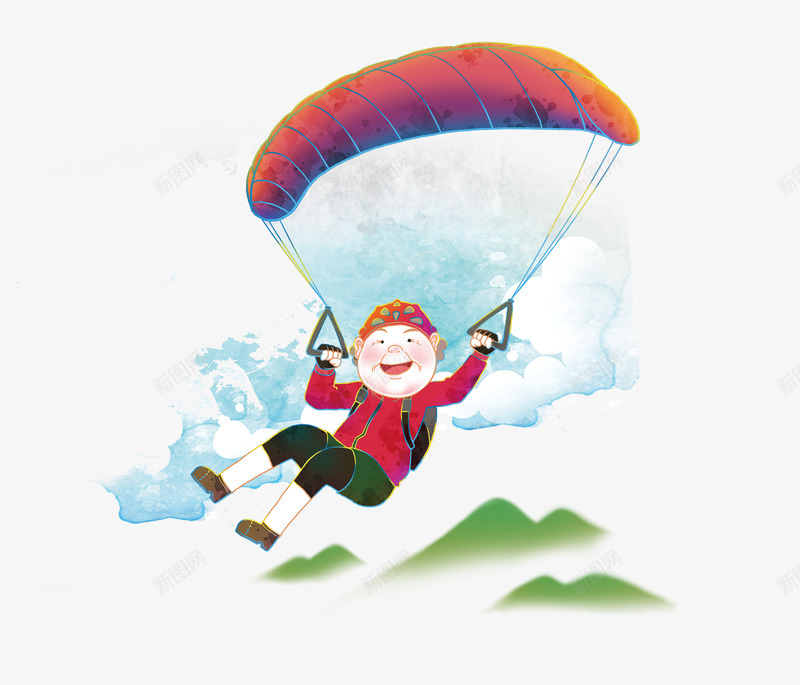 卡通手绘跳伞的老奶奶png免抠素材_88icon https://88icon.com 健康 健身 卡通 手绘 挑战 老人 老婆婆卡通 老当益壮 跳伞 运动老人 锻炼