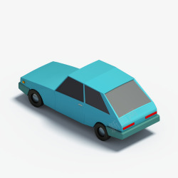 蓝色可爱小汽车模型素材