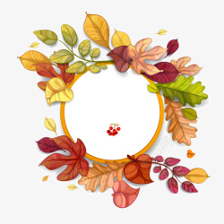 手绘秋季叶子圆形文案背景素材