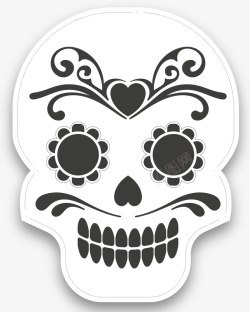 墨西哥风格黑白色卡通骷髅矢量图图标高清图片