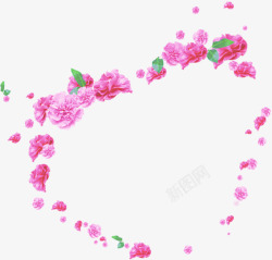 粉色花卉心形背景七夕素材