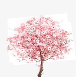 满树的粉红色桃花矢量图素材