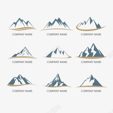 高清翅膀山峰矢量图图标图标