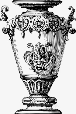 欧洲古董花瓶素描复古花瓶素材