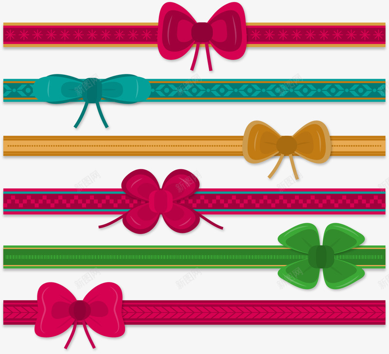 手绘蝴蝶结横幅矢量图ai免抠素材_88icon https://88icon.com 分割线 卡通 彩色 手绘 条幅 横幅 蝴蝶结 矢量图