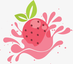 粉红可爱草莓果汁矢量图素材