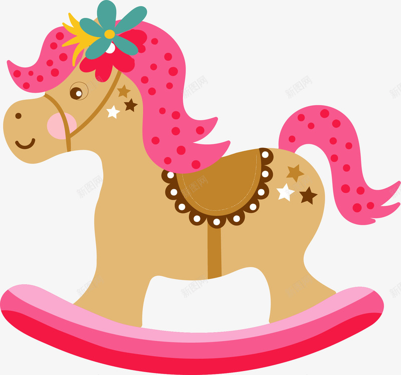 可爱粉红色小木马矢量图ai免抠素材_88icon https://88icon.com 可爱木马 小木马 木马 矢量png 粉红色 粉色木马 矢量图