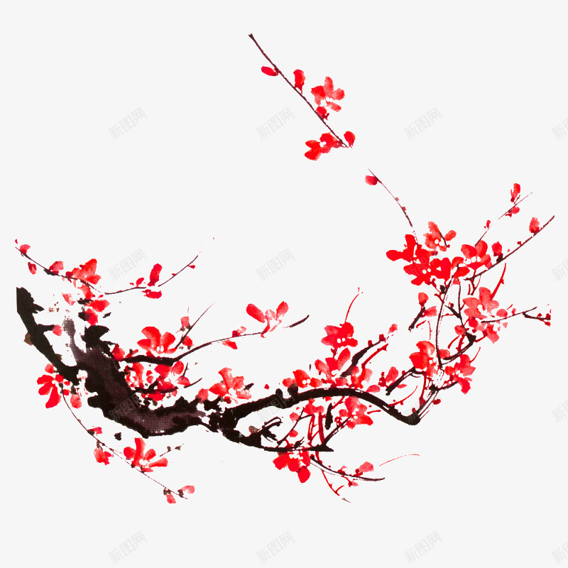 花墨迹梅花png免抠素材_88icon https://88icon.com 花墨迹梅花png