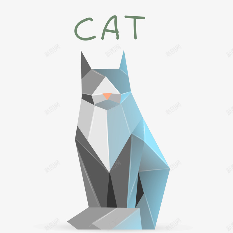 宠物猫折纸插画矢量图ai免抠素材_88icon https://88icon.com 世界动物日 动物 卡通猫 宠物猫折纸矢量插画 抽象 猫 矢量图