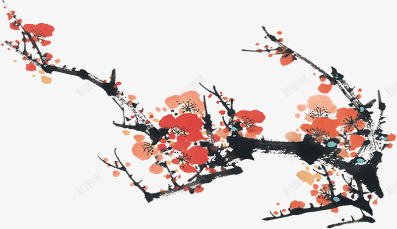 中国风格元素水墨风格梅花png免抠素材_88icon https://88icon.com 中国 元素 梅花 水墨 风格
