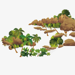 石头山和椰子树素材