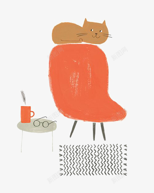 趴在椅子上的猫png免抠素材_88icon https://88icon.com 卡通 坐位 坐席 座位 手绘 抽象 插画 沙发 猫咪