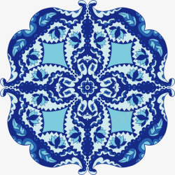 抽象青花瓷蓝色花纹纹样素材