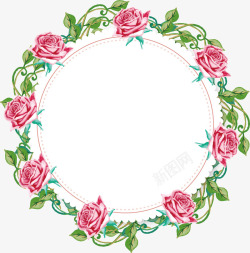 精美粉色玫瑰装饰框素材