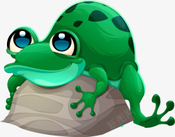 卡通石头上的青蛙素材