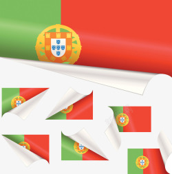 葡萄牙国旗翻页纸张效果素材