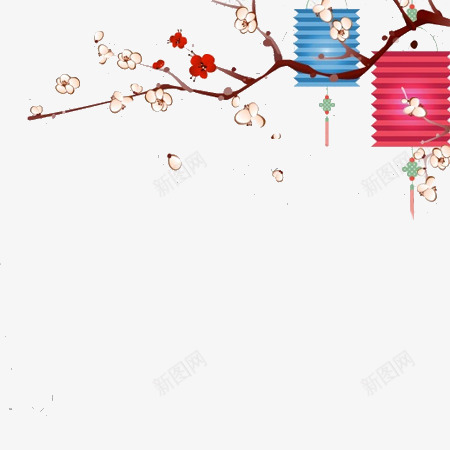 新年梅花元素png免抠素材_88icon https://88icon.com 新年 梅花 灯笼 节日元素