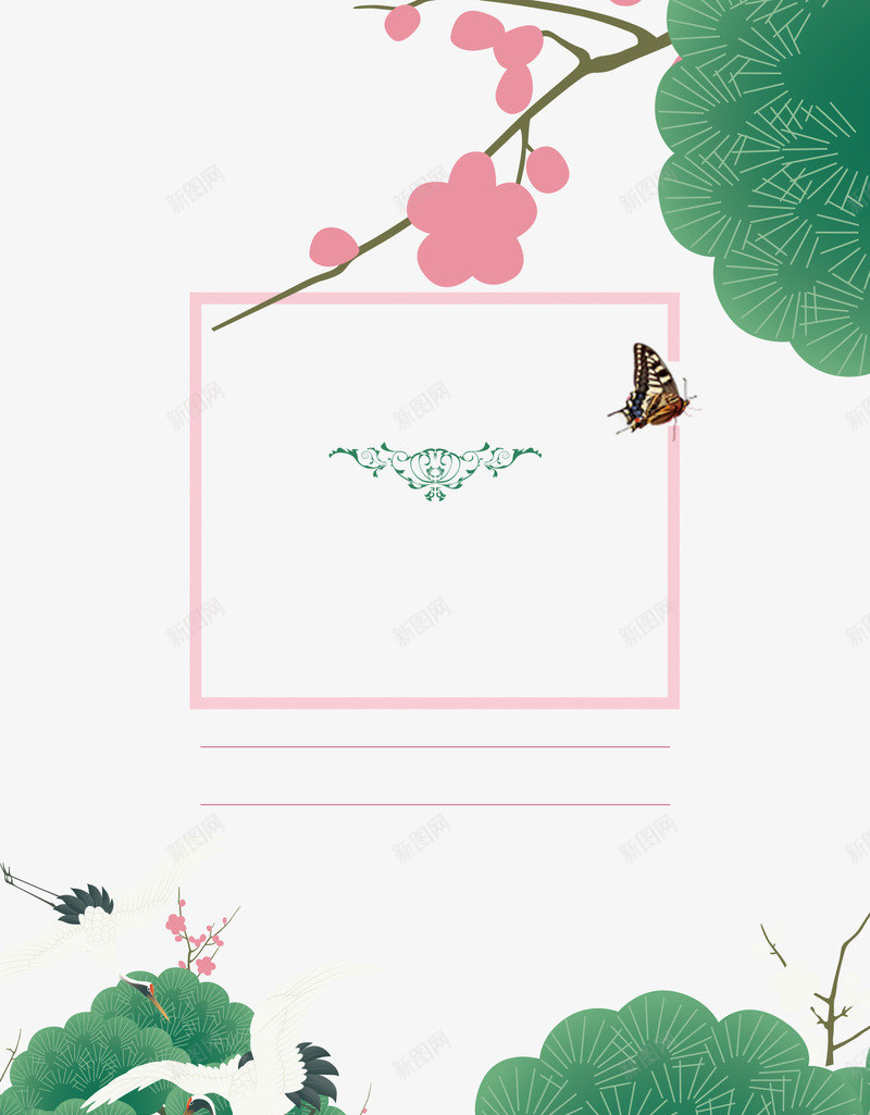 日系海报psd免抠素材_88icon https://88icon.com 日系 梅花 海报 粉色