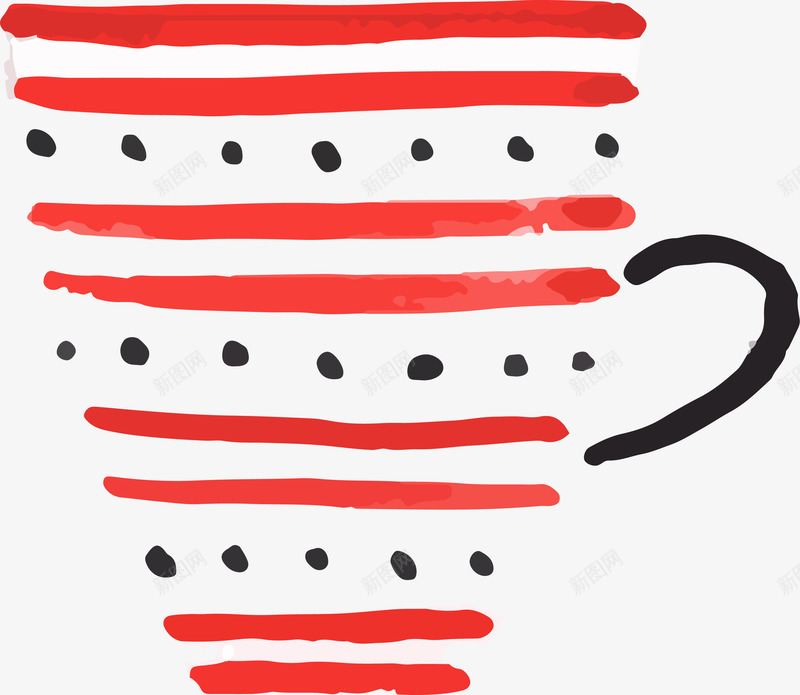 红色条纹水杯png免抠素材_88icon https://88icon.com 水彩手绘 水杯子 矢量图案 红色条纹 餐具 餐饮