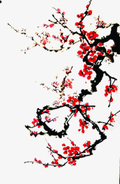 中国风红色梅花装饰海报素材