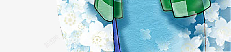 手绘和服少女插图png免抠素材_88icon https://88icon.com 侧脸 和服少女 展开双手 日本 绿色 蓝色 蘑菇头 蝴蝶结