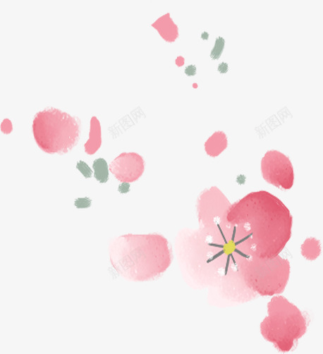 手绘粉色漂浮梅花花朵png免抠素材_88icon https://88icon.com 梅花 漂浮 粉色 花朵