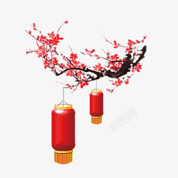 红色春节悬挂元素素材