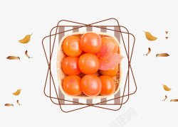 盘子里的橙色柿子素材