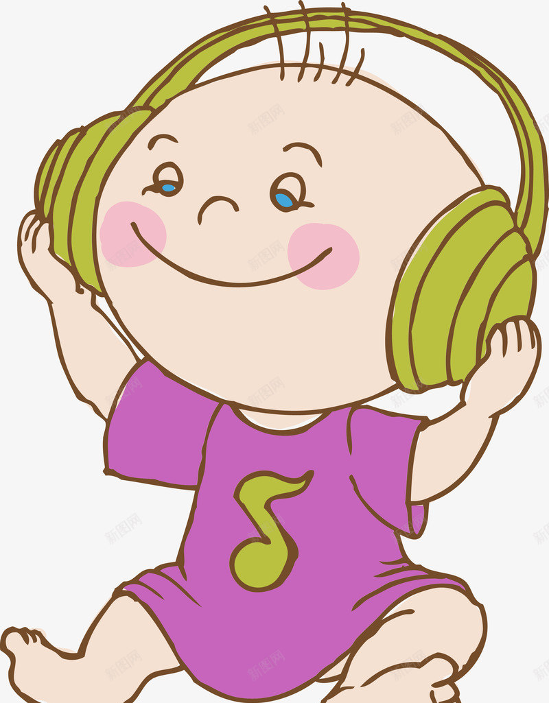 听音乐的宝宝矢量图eps免抠素材_88icon https://88icon.com 卡通 卡通婴儿 可爱 可爱的卡通婴儿矢量 婴儿 婴儿笑 婴幼儿 孩子 宝宝 宝贝 耳机 音乐 矢量图