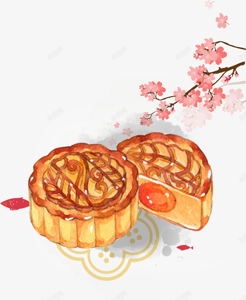 手绘蛋黄月饼png免抠素材_88icon https://88icon.com 中秋 中秋节 手绘月饼 手绘梅花 月饼 花朵 蛋黄月饼