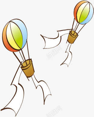 手绘笔描天空热气球png免抠素材_88icon https://88icon.com 天空 手绘 热气球 笔描