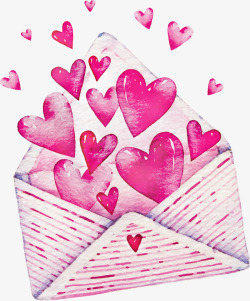 粉红色爱心浪漫情书矢量图素材