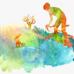 抽象彩色单车运动员素材
