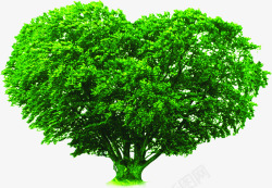 绿色抽象爱心造型大树素材