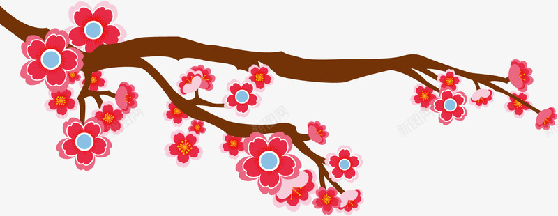 卡通梅花图png免抠素材_88icon https://88icon.com 卡通 树枝 梅花