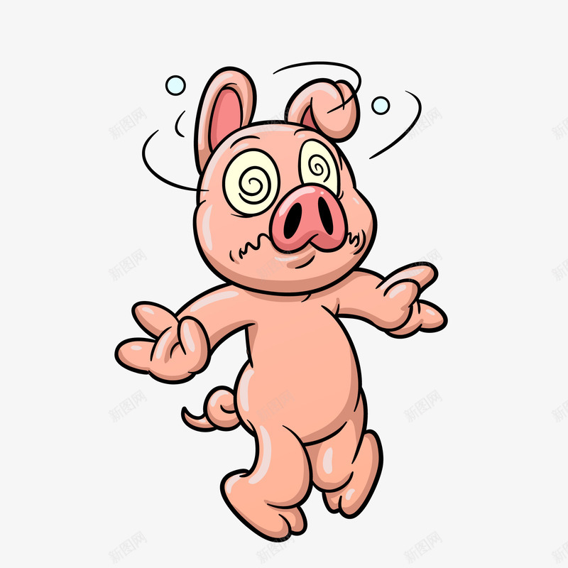 卡通头晕的小猪矢量图ai免抠素材_88icon https://88icon.com 动物设计 卡通 头晕 头脑混乱 小猪设计 矢量图 粉红猪
