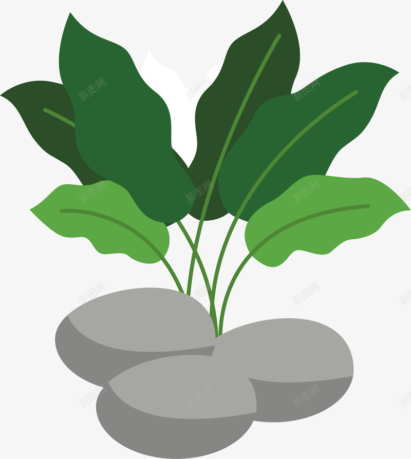 绿色清新手绘水草矢量图ai免抠素材_88icon https://88icon.com 多色 植物 水草 清新 渐变 绿色 自然设计 造景石头 矢量图