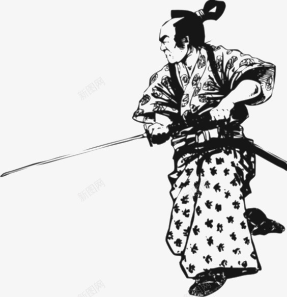 手绘日本武士png免抠素材_88icon https://88icon.com 手绘 日本 武士 武士刀