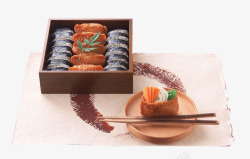 木盒里的日本寿司素材