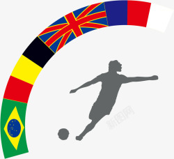 世界杯足球国旗元素矢量图素材