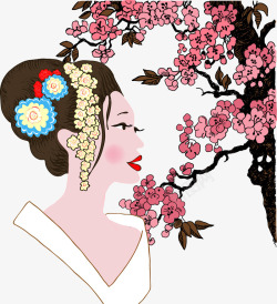 日本浓妆女性矢量图素材