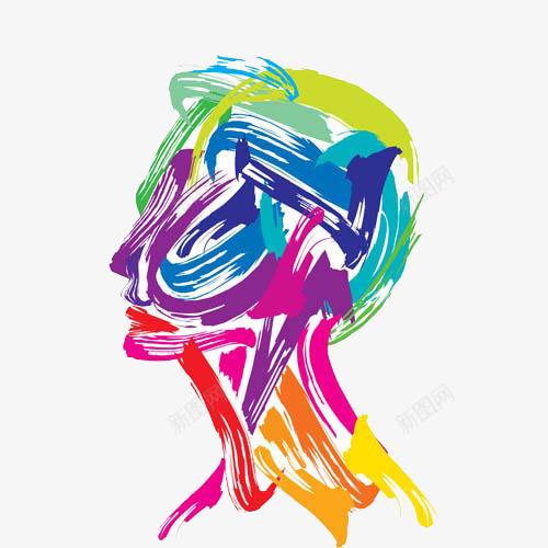 彩色笔触大脑png免抠素材_88icon https://88icon.com 创意艺术插画 大脑插画 抽象