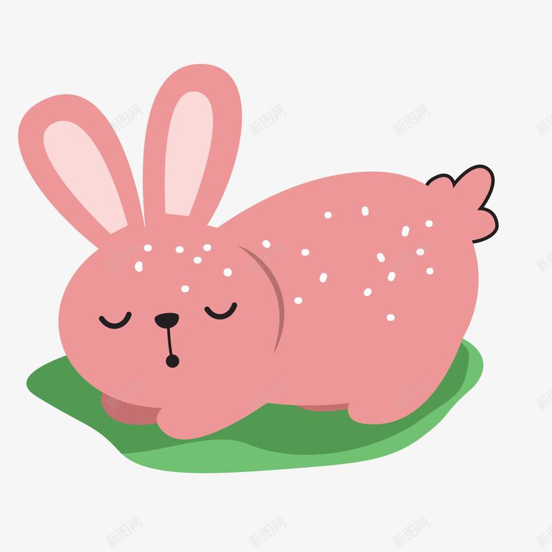 睡觉的可爱小兔子矢量图ai免抠素材_88icon https://88icon.com 动物设计 卡通 可爱 小兔子 睡觉 粉红色 矢量图