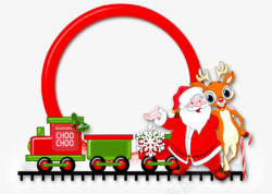 卡通圣诞梅花鹿火车相框素材