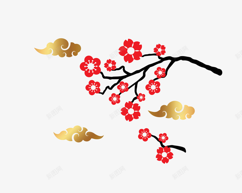 红色梅花矢量图ai免抠素材_88icon https://88icon.com 300像素图 AI图免抠 大图免抠 手绘 梅花 高清免抠 矢量图